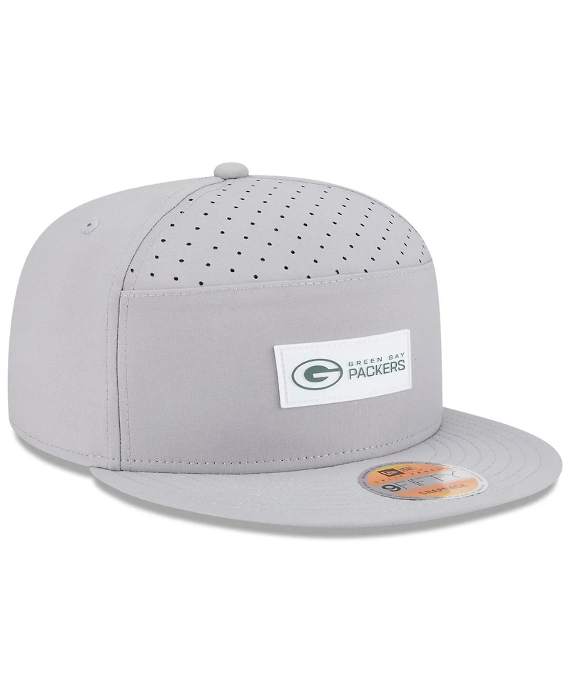 New Era Men's Green Green Bay Packers 2025 Sideline Split Panel 9FIFTY Snapback Hat