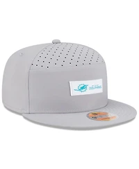 New Era Men's Gray Miami Dolphins 2025 Sideline Split Panel 9FIFTY Snapback Hat