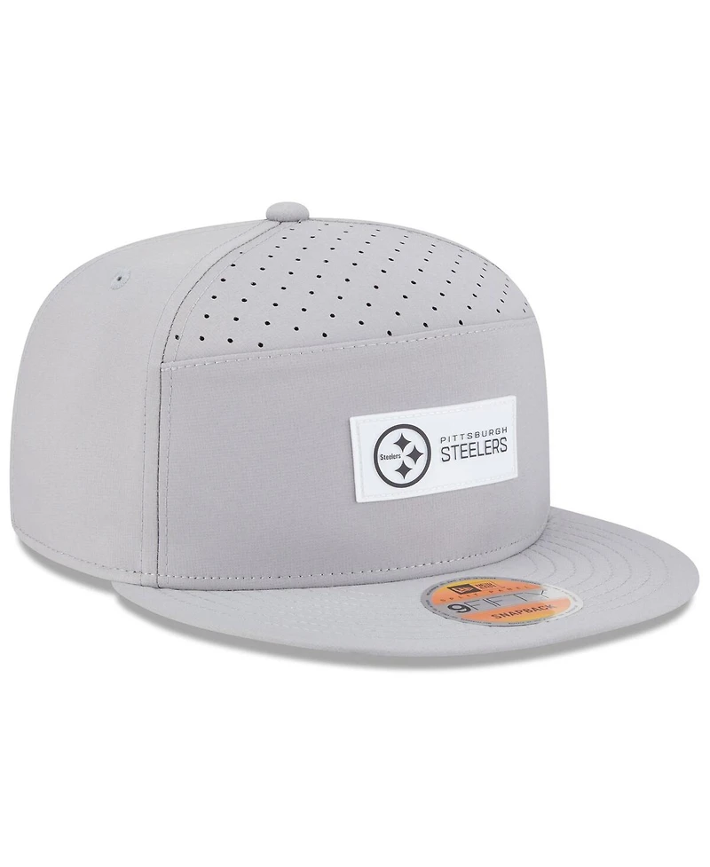 New Era Men's Gray Pittsburgh Steelers 2025 Sideline Split Panel 9FIFTY Snapback Hat