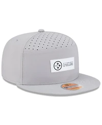 New Era Men's Gray Pittsburgh Steelers 2025 Sideline Split Panel 9FIFTY Snapback Hat