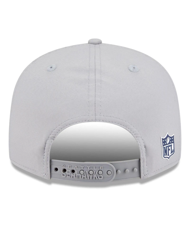 New Era Men's Gray Seattle Seahawks 2025 Sideline Split Panel 9FIFTY Snapback Hat