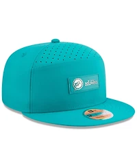 New Era Men's Aqua Miami Dolphins 2025 Sideline Throwback Split Panel 9FIFTY Snapback Hat