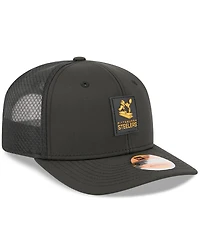 New Era Men's Black Pittsburgh Steelers 2025 Sideline Throwback 9SEVENTY Trucker Adjustable Hat