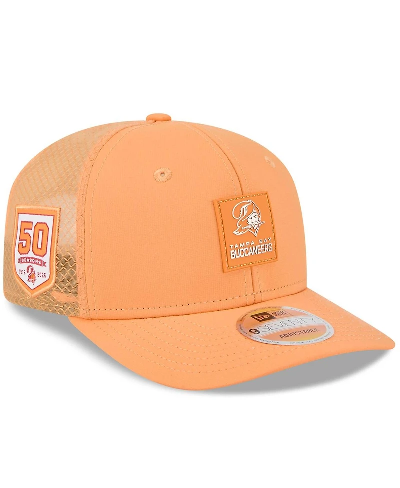 New Era Men's Orange Tampa Bay Buccaneers 2025 Sideline Throwback 9SEVENTY Trucker Adjustable Hat