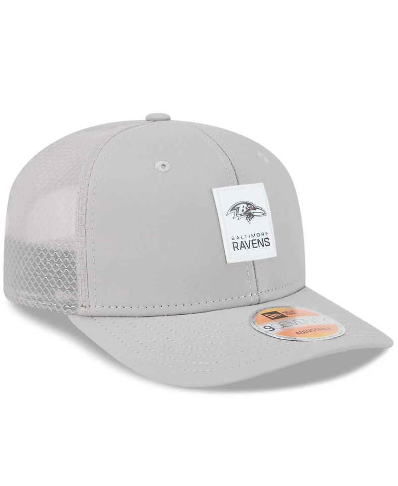 New Era Men's Gray Baltimore Ravens 2025 Sideline 9SEVENTY Adjustable Trucker Hat