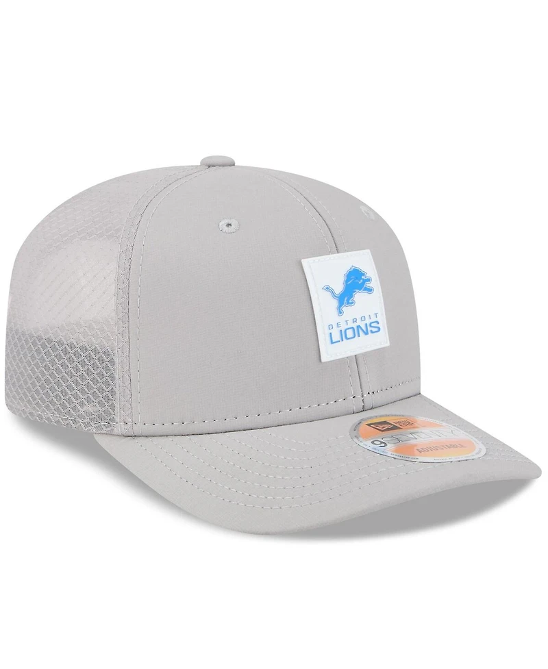 New Era Men's Gray Detroit Lions 2025 Sideline 9SEVENTY Adjustable Trucker Hat