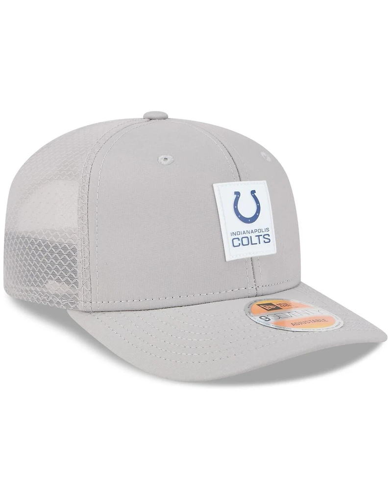 New Era Men's Gray Indianapolis Colts 2025 Sideline 9SEVENTY Adjustable Trucker Hat