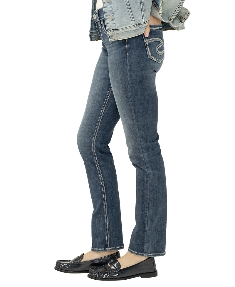 Silver Jeans Co. Women's Suki Mid Rise Curvy Fit Straight Leg