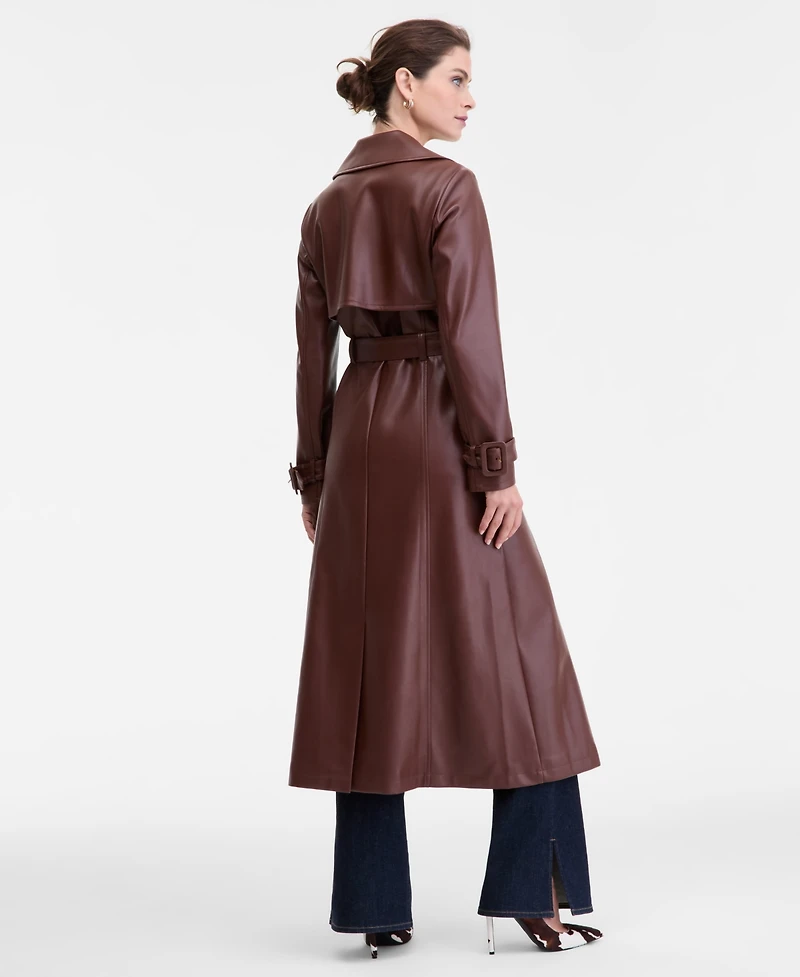 I.n.c. International Concepts Women's Faux-Leather Trench Coat, Macy's Exclusive