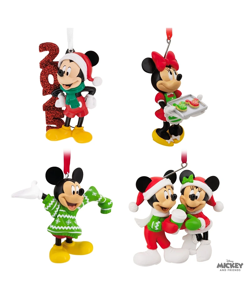Hallmark Disney Mickey and Minnie Christmas Ornaments, Set of 4