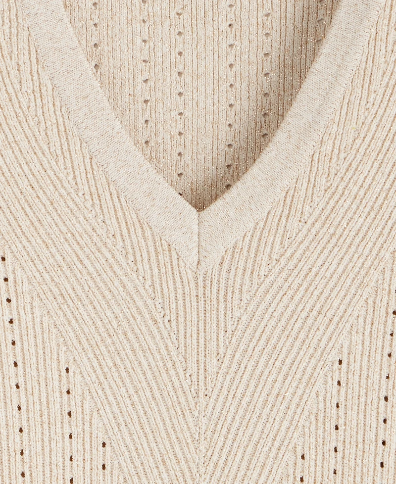 I.n.c. International Concepts Women's Metallic-Knit V-Neck Sweater, Macy's Exclusive