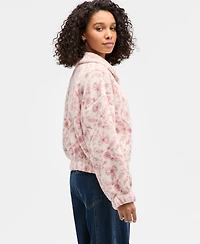Hippie Rose Juniors' Printed Zip-Up Sherpa Jacket