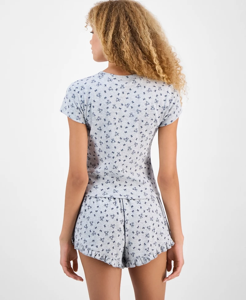 Just Polly Juniors' Pointelle Short-Sleeve Top