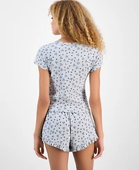 Just Polly Juniors' Pointelle Short-Sleeve Top