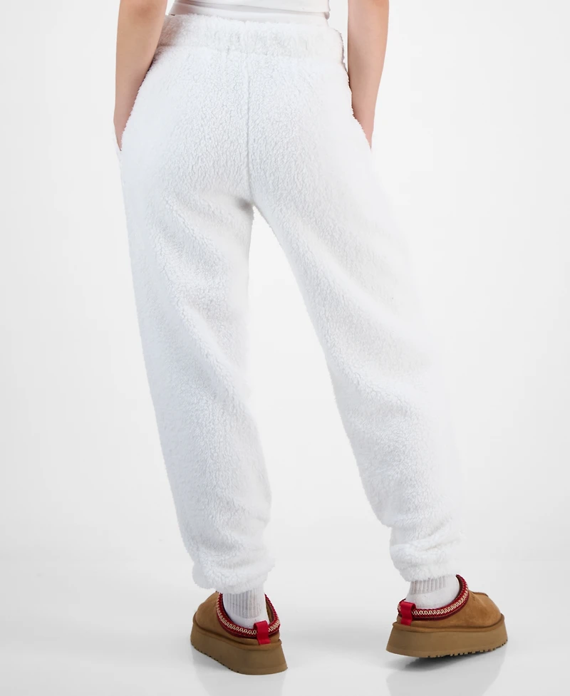 Madden Girl Juniors' Sherpa Fleece Bow Jogger Pants