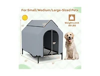Akiudex Outdoor Elevated Pet House with Ventilated Windows