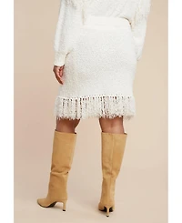 Eloquii Women's Looped Fringe Sweater Mini Skirt