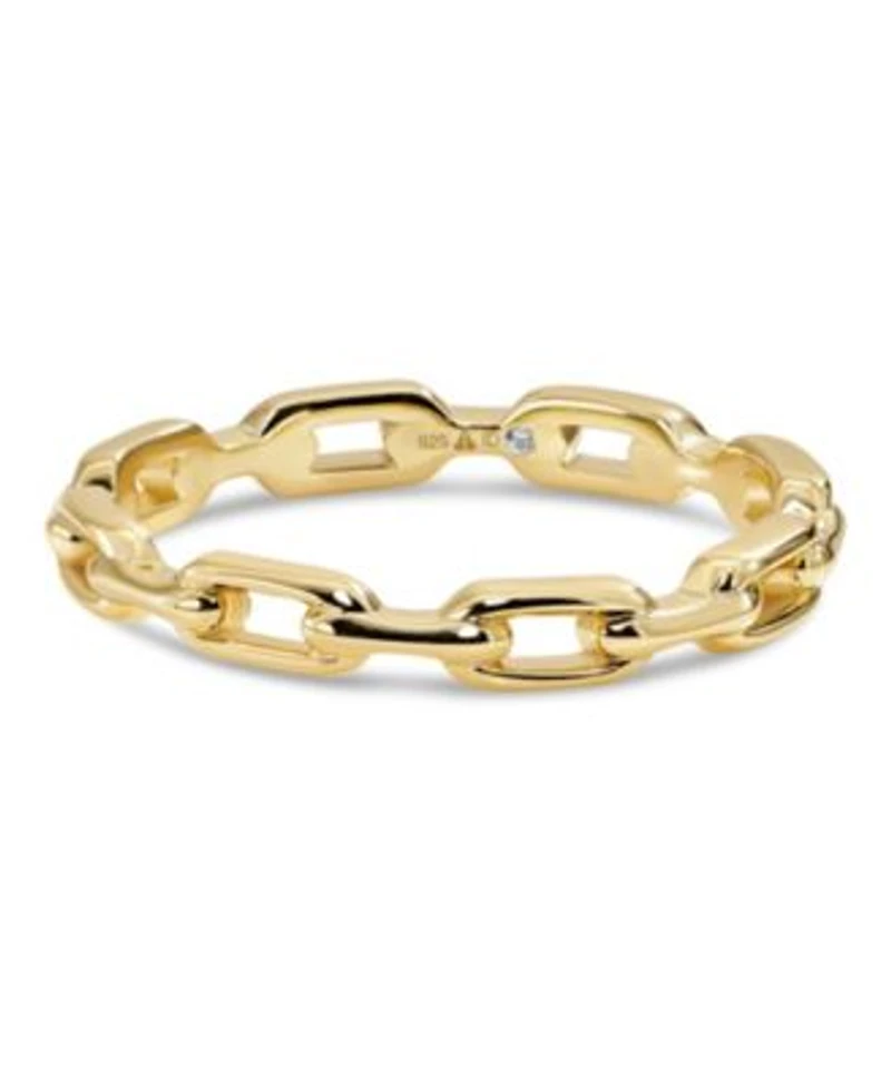 Devata Cable Link Ring In Gold Plated Sterling Silver Size 8