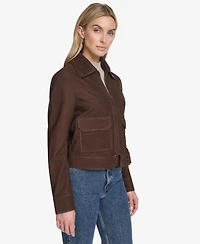 Andrew Marc Women's Lunetta Sueded Leather Trucker Jacket