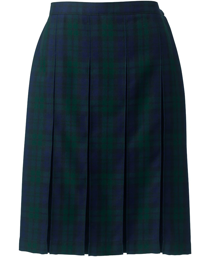 Lands' End Women's Top of the Knee Plaid Box Pleat Skirt