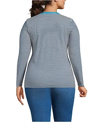 Lands' End Women's Plus Long Sleeve Micro Rib T-Shirt