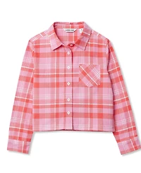 Lands' End Girls Long Sleeve Cropped Flannel Shirt