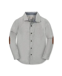 Hope & Henry Little and Big Boys' Organic Long Sleeve Flannel Button Down Shirt with Elbow Patches