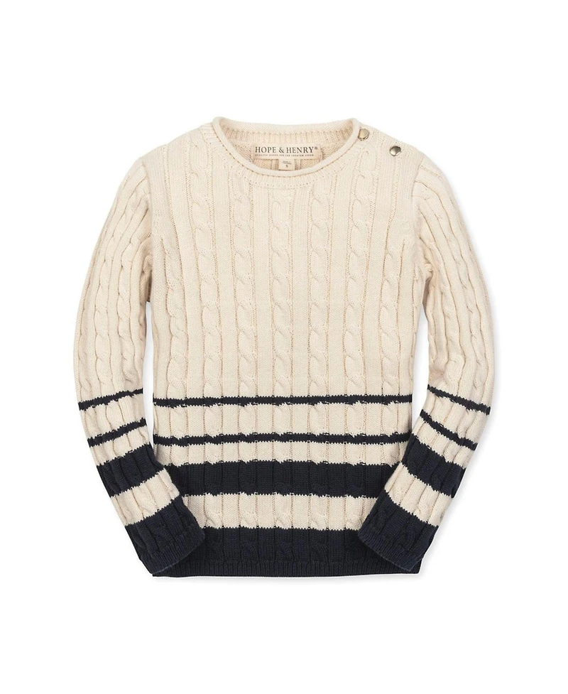 Hope & Henry Girls Organic Roll Neck Cable Sweater