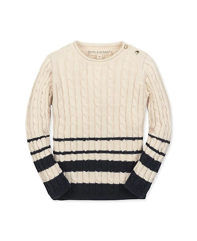 Hope & Henry Girls Organic Roll Neck Cable Sweater