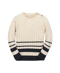 Hope & Henry Girls Organic Roll Neck Cable Sweater