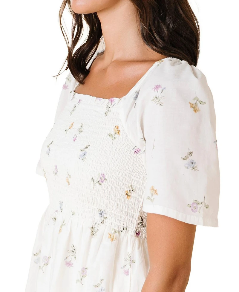 Hope & Henry Women's Organic Bell Sleeve Smocked Dress