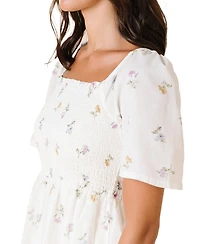 Hope & Henry Women's Organic Bell Sleeve Smocked Dress