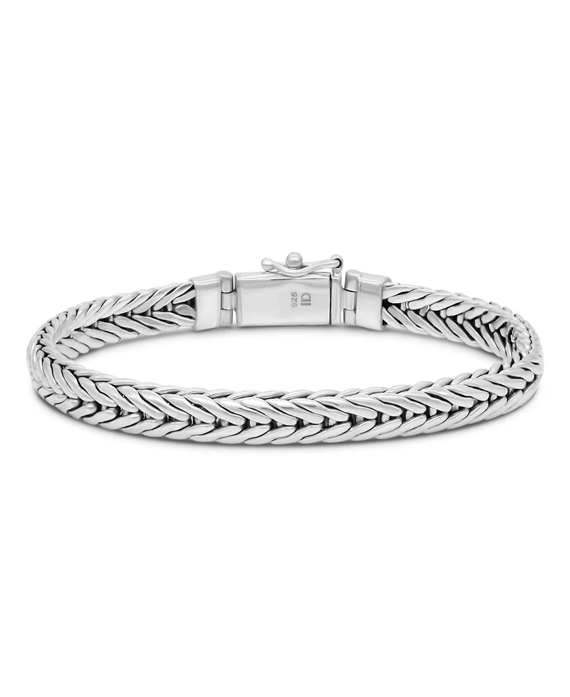 Sterling Silver Foxtail Oval 7mm Chain Bracelet, Medium 7.5