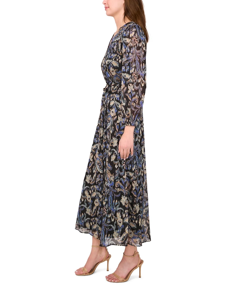 Msk Women's Long Sleeve Surplice Maxi Dress