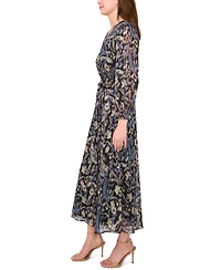Msk Women's Long Sleeve Surplice Maxi Dress