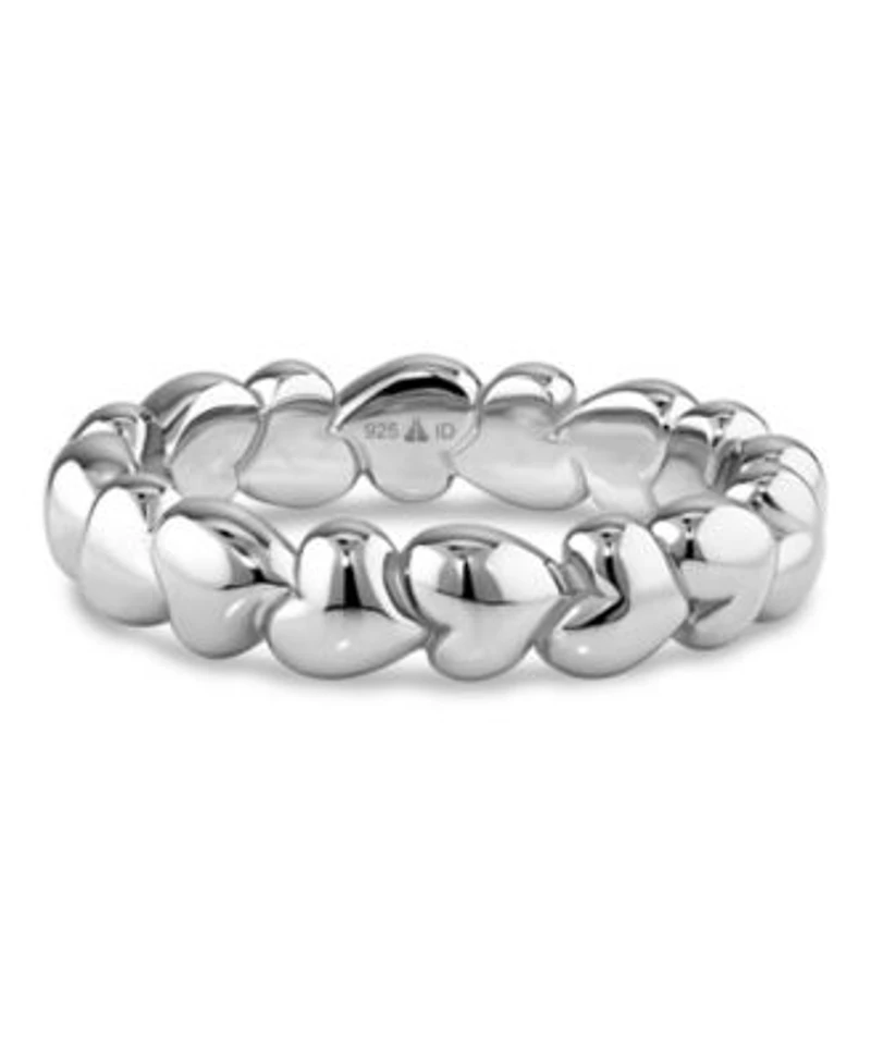 Devata Sweet Heart Eternity Band Ring In Rhodium Sterling Silver Size 6