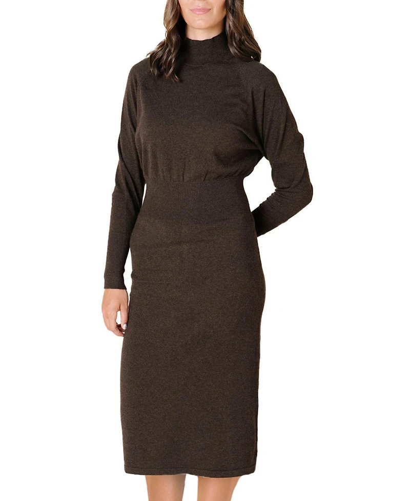 Hope & Henry Women's Mock Neck Dolman Sleeve Sweater Dress