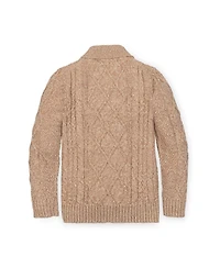 Hope & Henry Little and Big Boys' Organic Long Sleeve Shawl Collar Cable Sweater