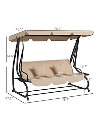 Outsunny 3-Seat Outdoor Patio Swing Chair with Adjustable Canopy,