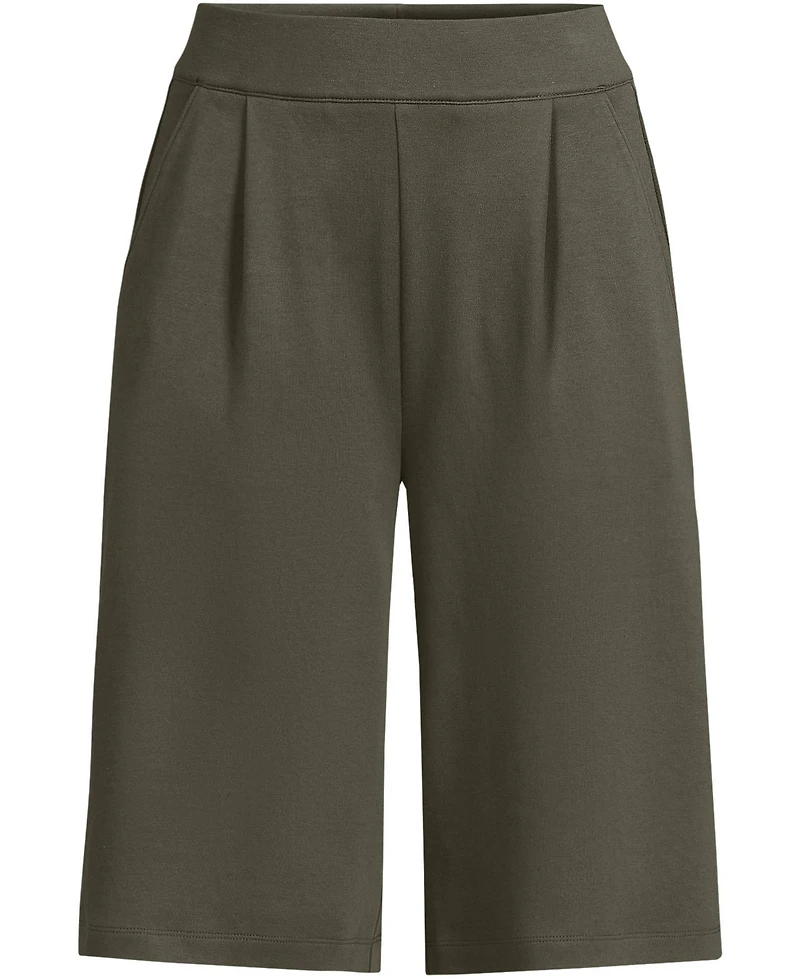 Lands' End Women's Sport Knit High Rise Pleated 12" Bermuda Shorts