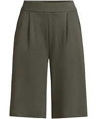 Lands' End Women's Sport Knit High Rise Pleated 12" Bermuda Shorts