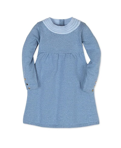 Hope & Henry Toddler Girls' Organic Long Sleeve Empire Sweater Dress with Collar Detail