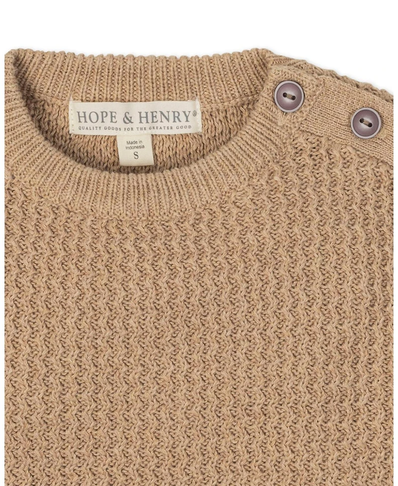Hope & Henry Little and Big Boys' Organic Long Sleeve Crewneck Sweater with Buttons