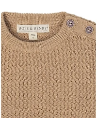 Hope & Henry Little and Big Boys' Organic Long Sleeve Crewneck Sweater with Buttons