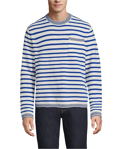 Lands' End Men's Long Sleeve Textured Cotton Crewneck Sweater