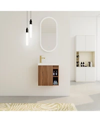 Casainc 20 Inch Floating Vanity with White Resin Sink and Soft-Close Door