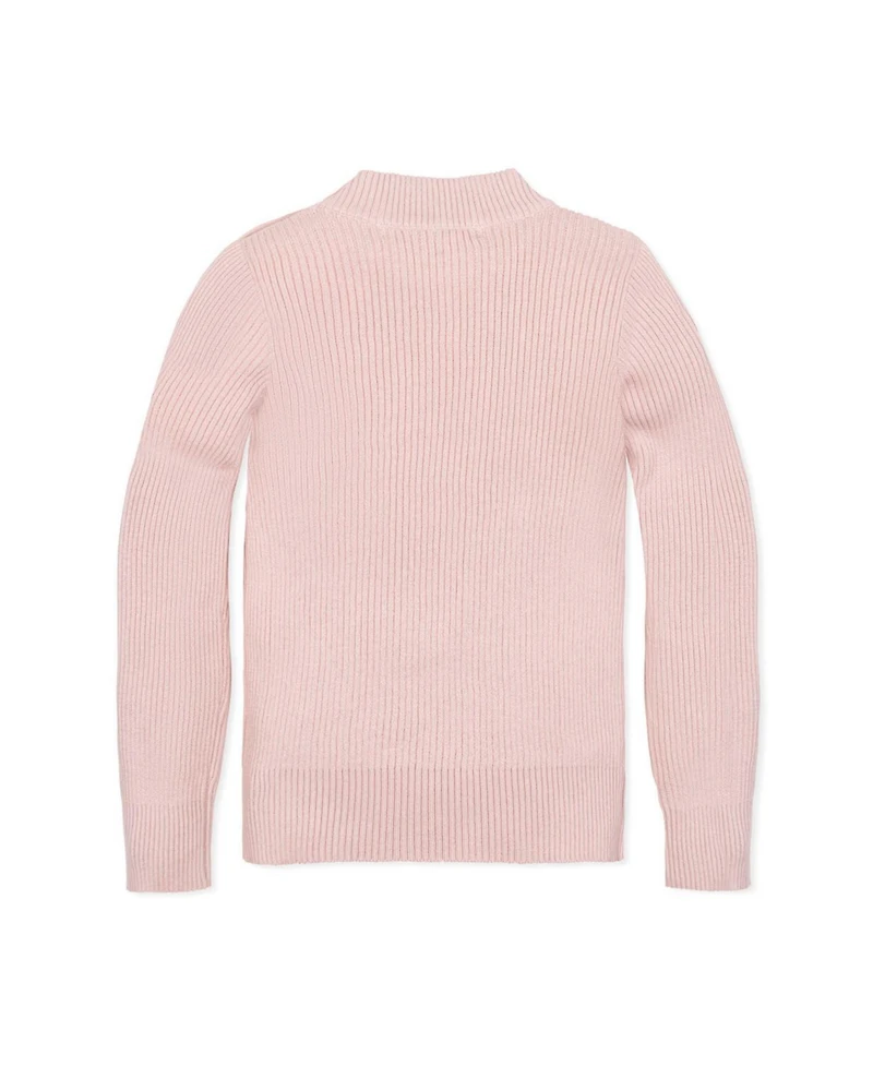 Hope & Henry Little and Big Girls' Organic Long Sleeve Mock Neck Sweater with Gold Buttons