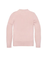 Hope & Henry Little and Big Girls' Organic Long Sleeve Mock Neck Sweater with Gold Buttons