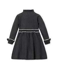 Hope & Henry Little and Big Girls' Organic Long Sleeve Ruffle Trim Sweater Dress