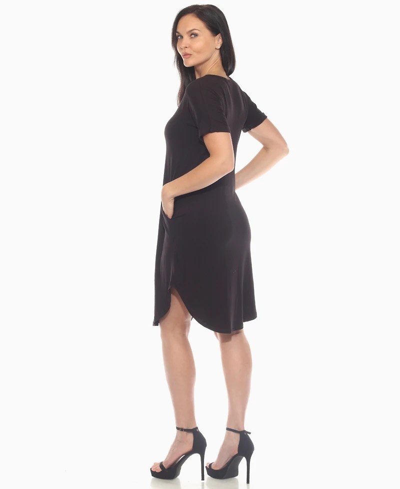 White Mark Women's V-Neck Knee-Length Dress